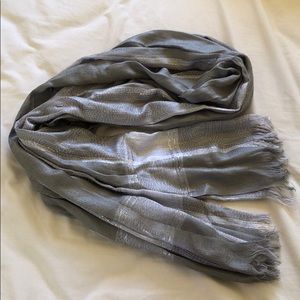 Gray scarf with silver threads